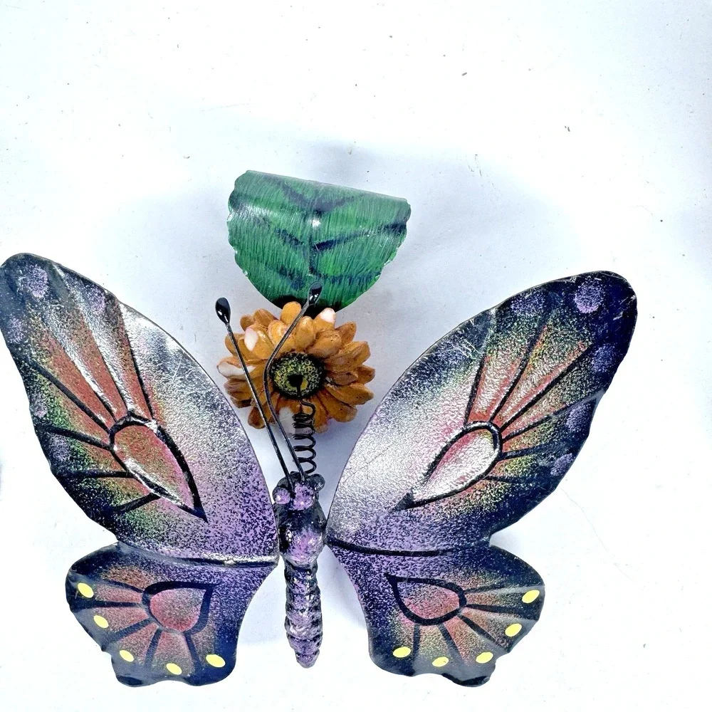 Metal‎ Butterfly Garden Decor Spring Clip On Plant Pot Art Set READ